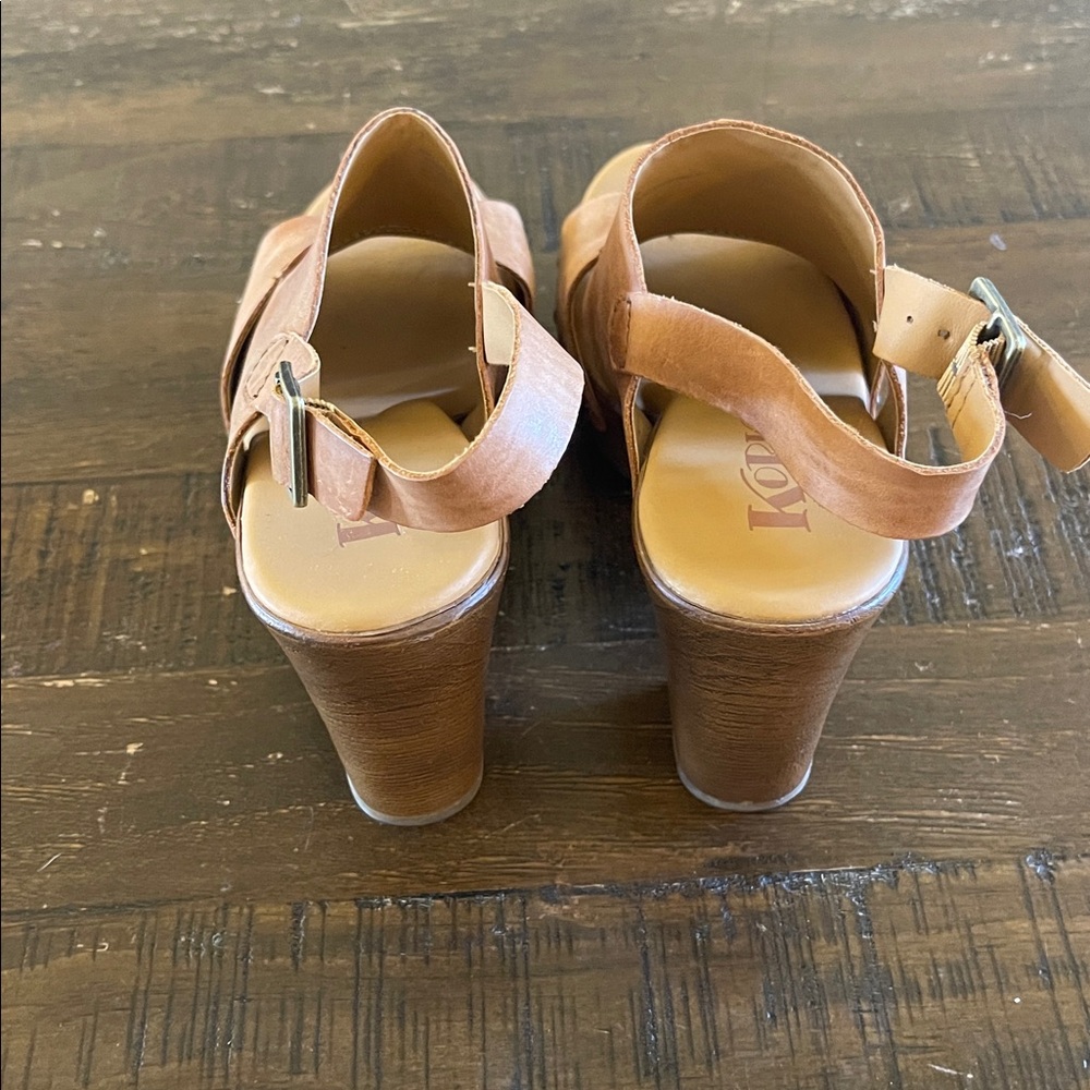 Korks Brown Leather Heels - Picture 3 of 6